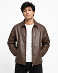 Men Vintage Brown Leather Jacket | Slim Fit Motorcycle Style Jacket  | Northly
