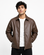 Men Vintage Brown Leather Jacket | Slim Fit Motorcycle Style Jacket  | Northly