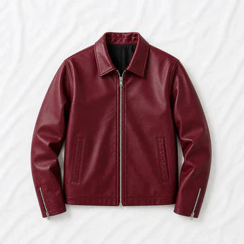 Premium Faux Maroon Leather Jacket - Affordable Slim Fit Outerwear | Northly
