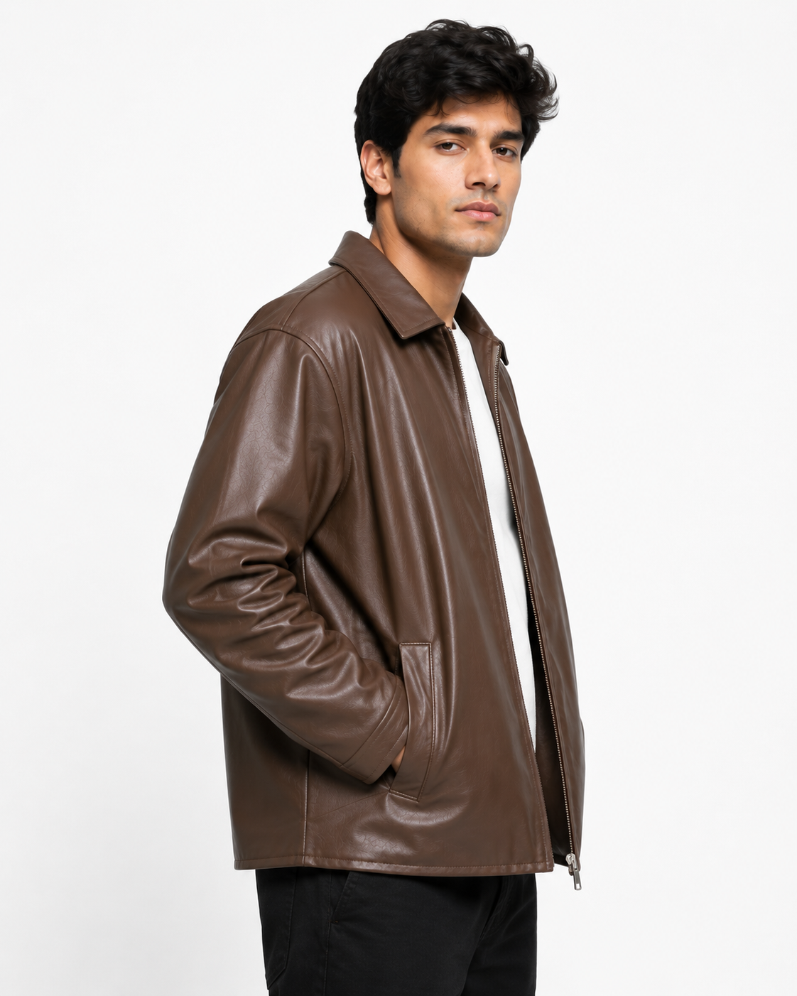 Men Vintage Brown Leather Jacket | Slim Fit Motorcycle Style Jacket  | Northly