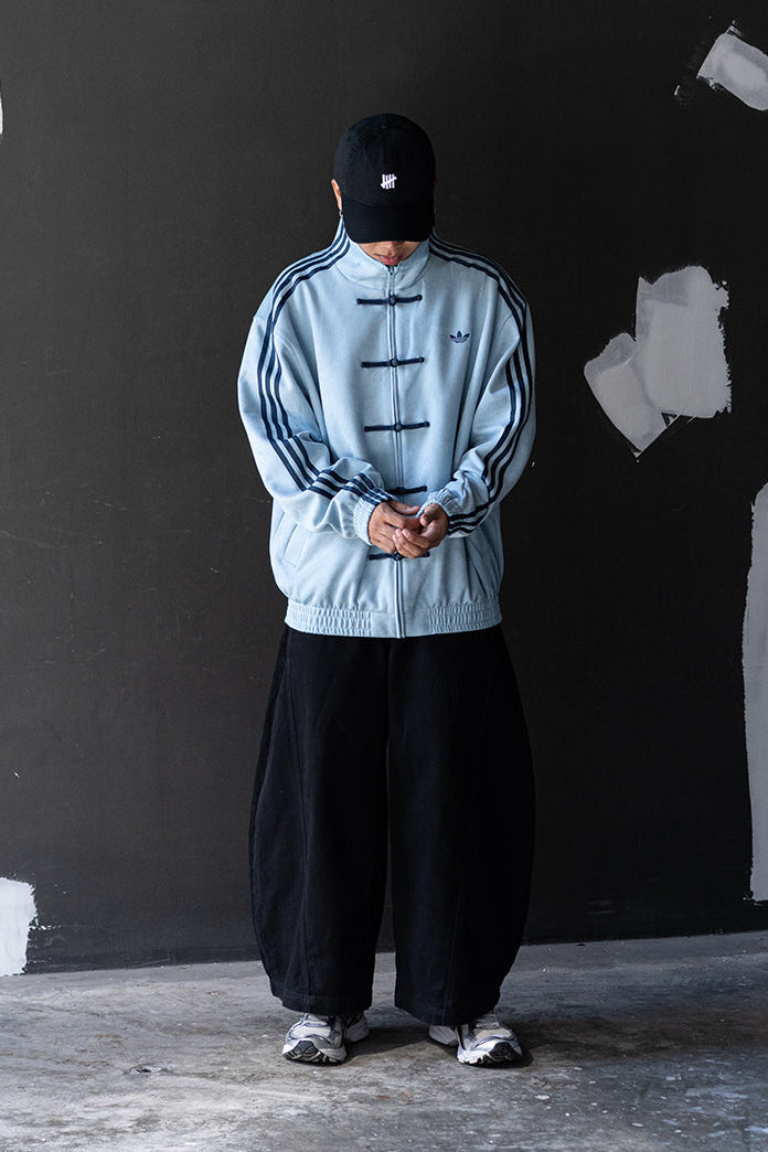 Northly Men's Sky Blue CNY Jacket Flat Lay – Adidas Chinese New Year Inspired Luxury Suede Tang Jacket