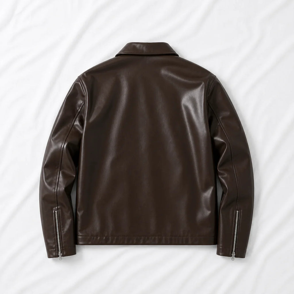 Brown leather jacket on a white background Northly