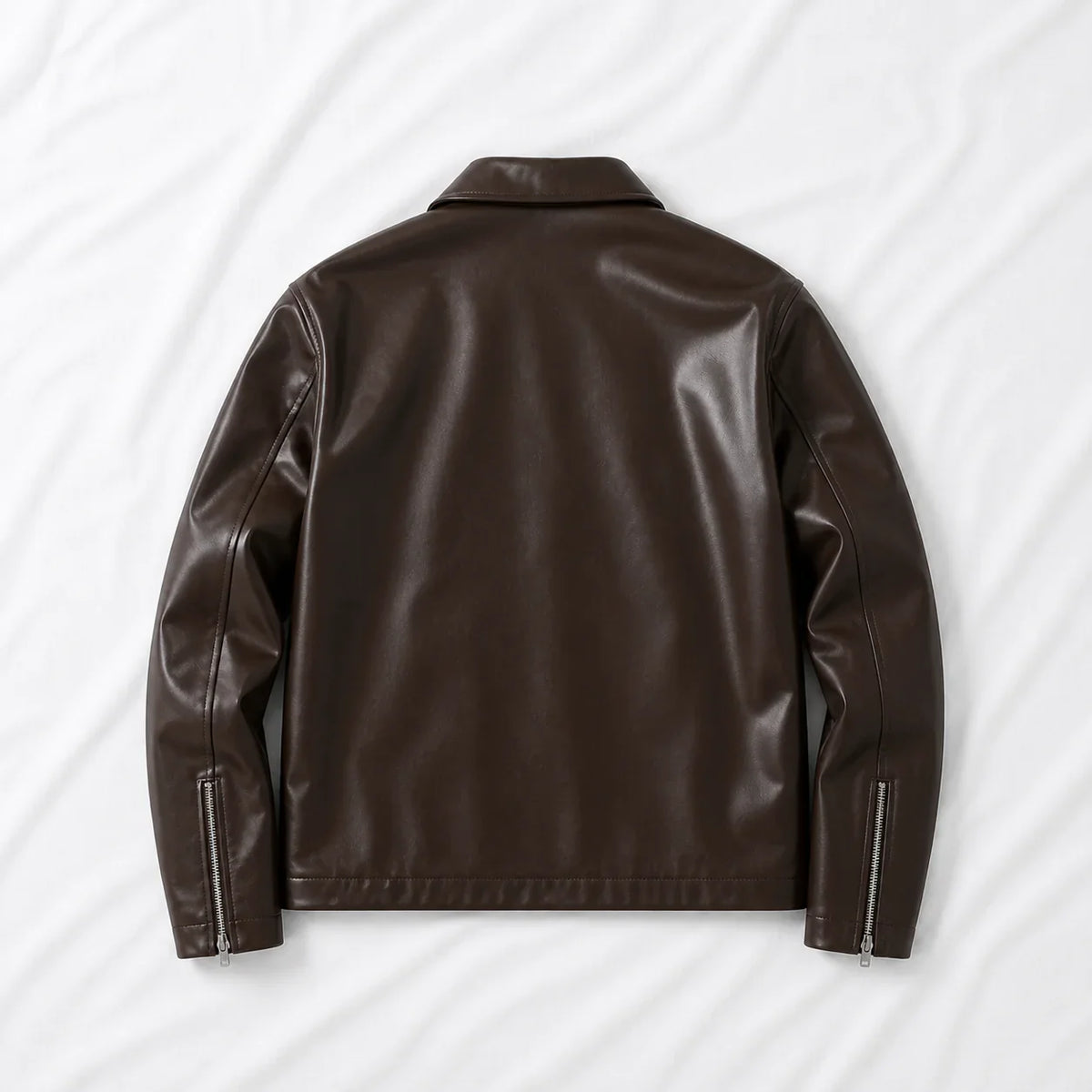 Brown leather jacket on a white background Northly