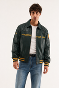 Green Porsche leather jacket for men - front view
