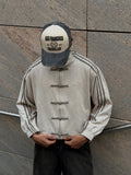 Northly Mens White CNY Jacket featuring a crisp Mandarin collar and traditional pankou knot buttons