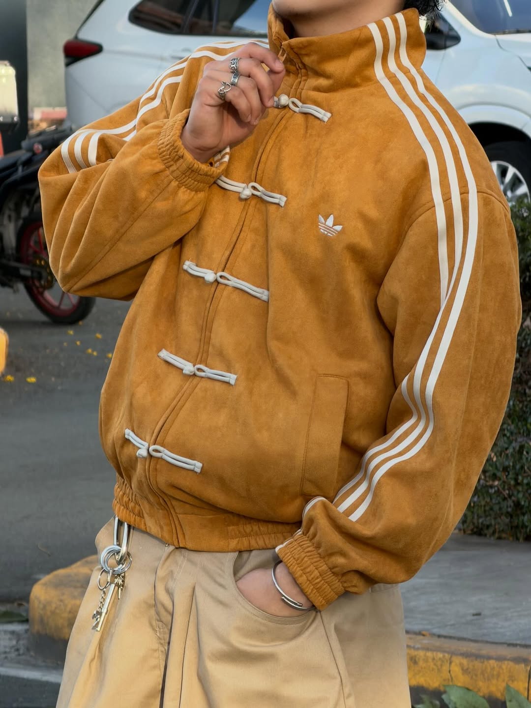 Chinese Knot Detail on Northly CNY Mustard Velvet Jacket – Premium CNY Edition Streetwear