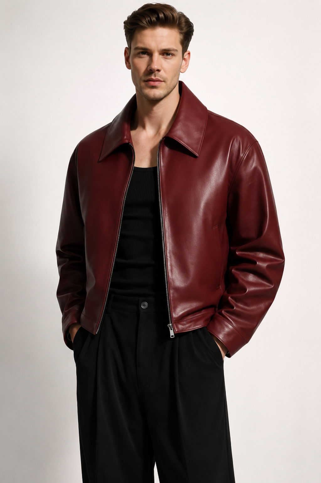 Premium Faux Maroon Leather Jacket For Men - Affordable Slim Fit Outerwear | Northly