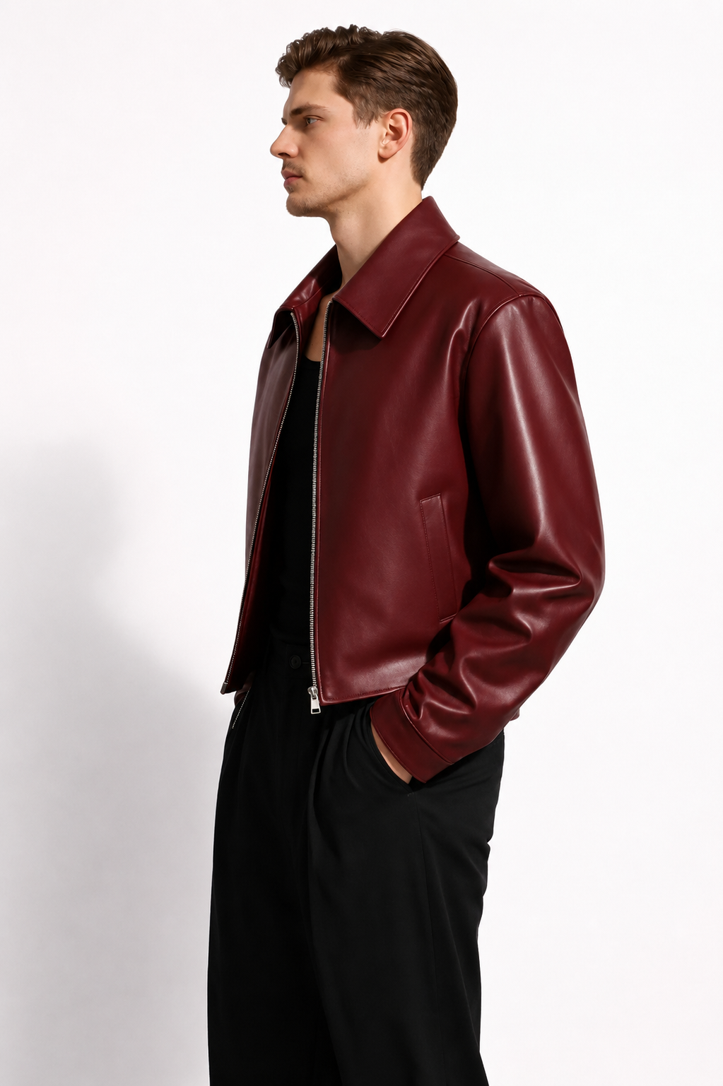 Premium Faux Maroon Leather Jacket For Men - Affordable Slim Fit Outerwear | Northly