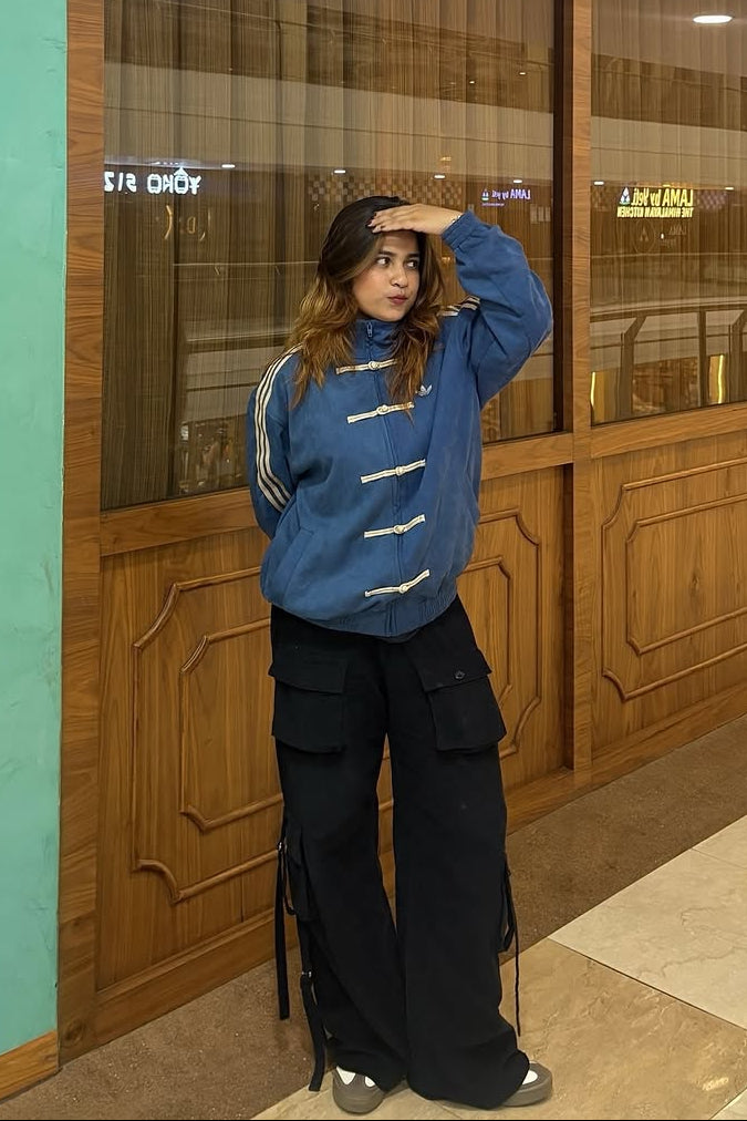 Navy Blue CNY Jacket – Women Oversized Streetwear CNY Knot Jacket | Northly