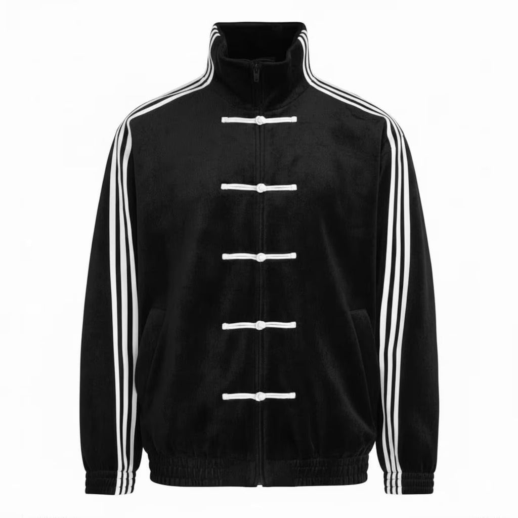Northly Women's Black CNY Jacket Flat Lay – Adidas Chinese New Year Inspired Knot Tang Jacket