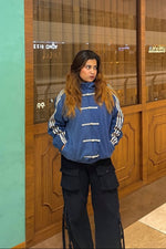 Back view of the Northly dark blue cny jacket and casual navy outerwear