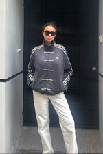 Northly Women's Dark Grey CNY Jacket – Chinese New Year Tang Style Mandarin Collar Knot Button Jacket