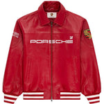 red Porsche leather jacket - casual streetwear look