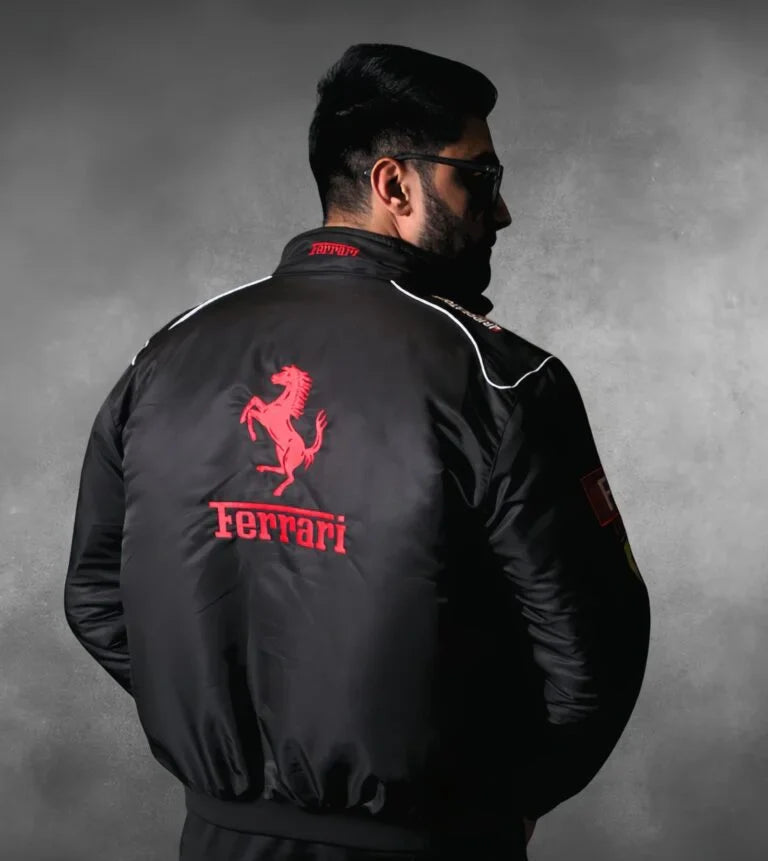 Black F1 Ferrari Racing Jacket – Premium Motorsport Streetwear | Northly