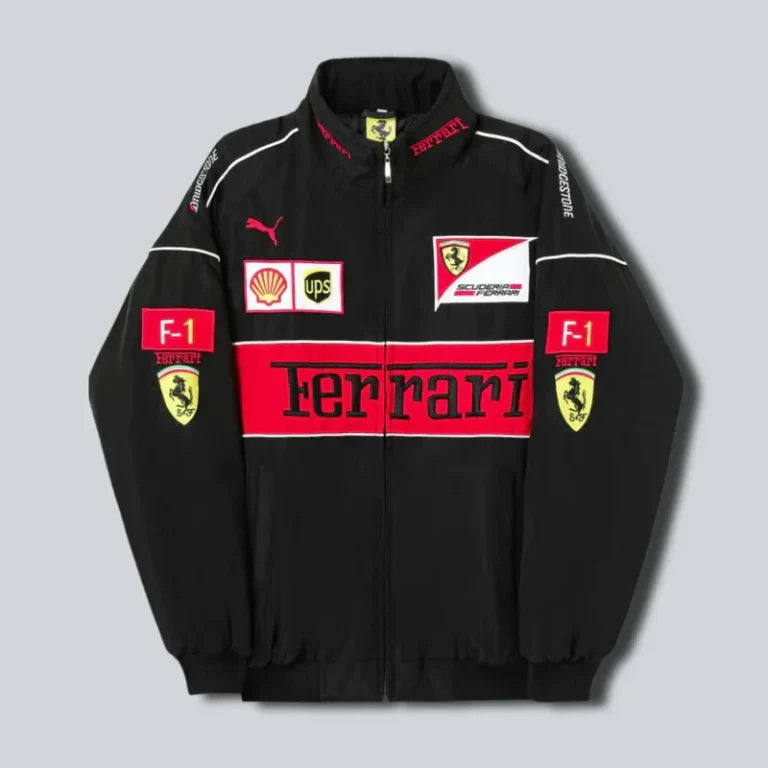 Black F1 Ferrari Racing Jacket – Premium Motorsport Streetwear | Northly
