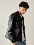 Men Black Faux Leather Jacket – Classic Zip-Up Streetwear Style | Northly