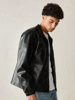 Men Black Faux Leather Jacket – Classic Zip-Up Streetwear Style | Northly