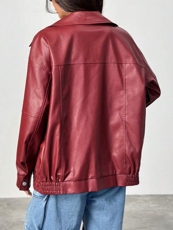 Maroon Faux Leather Jacket – Stylish Streetwear Outerwear for Unisex | Northly