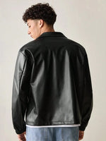 Men Black Faux Leather Jacket – Classic Zip-Up Streetwear Style | Northly