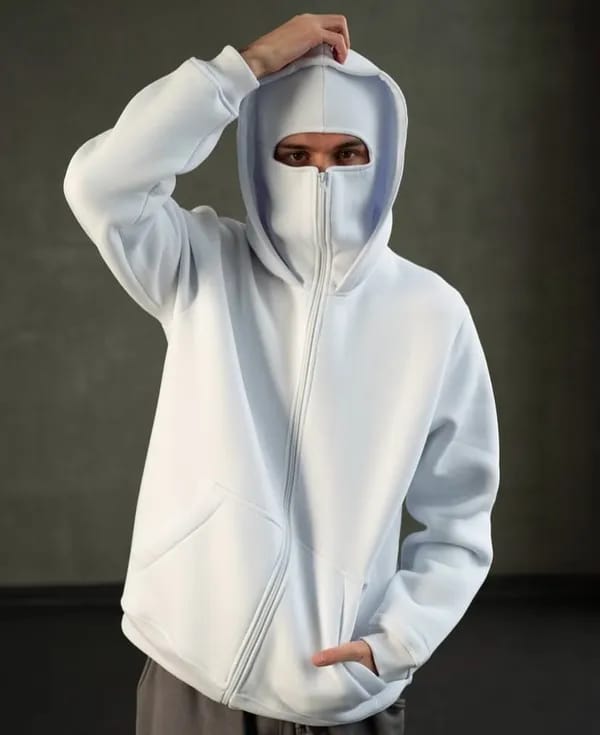 White Balaclava Hoodie – Streetwear Masked Pullover for Men & Women | Northly