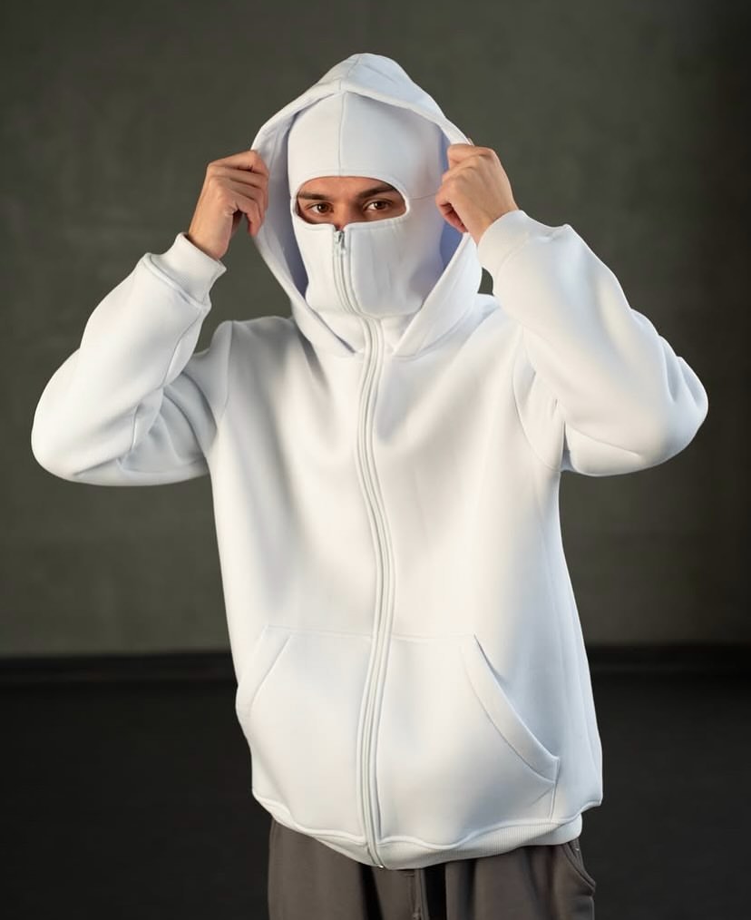 White Balaclava Hoodie – Streetwear Masked Pullover for Men & Women | Northly