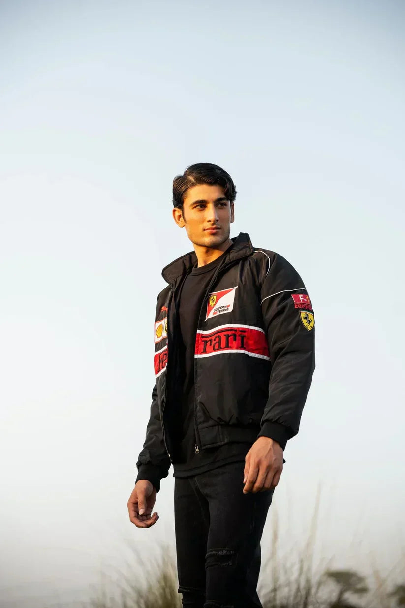 Unisex Black Ferrari Racing Jacket – Northly Street Performance Edition