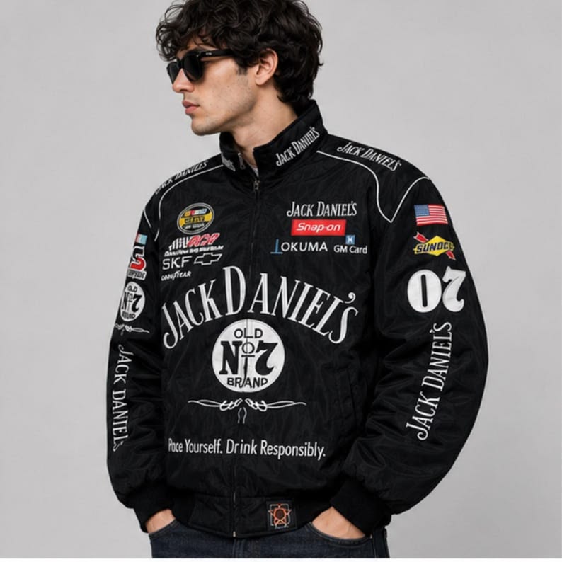 Vintage Jack Daniels Racing Jacket Streetwear Bomber Motorcycle Jacket | Northly
