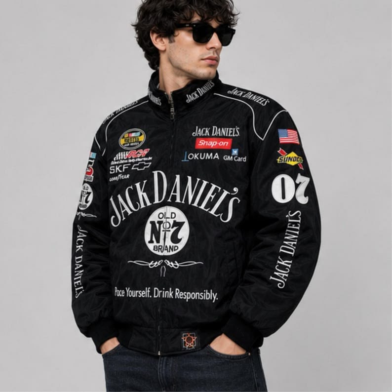 Vintage Jack Daniels Racing Jacket Streetwear Bomber Motorcycle Jacket | Northly