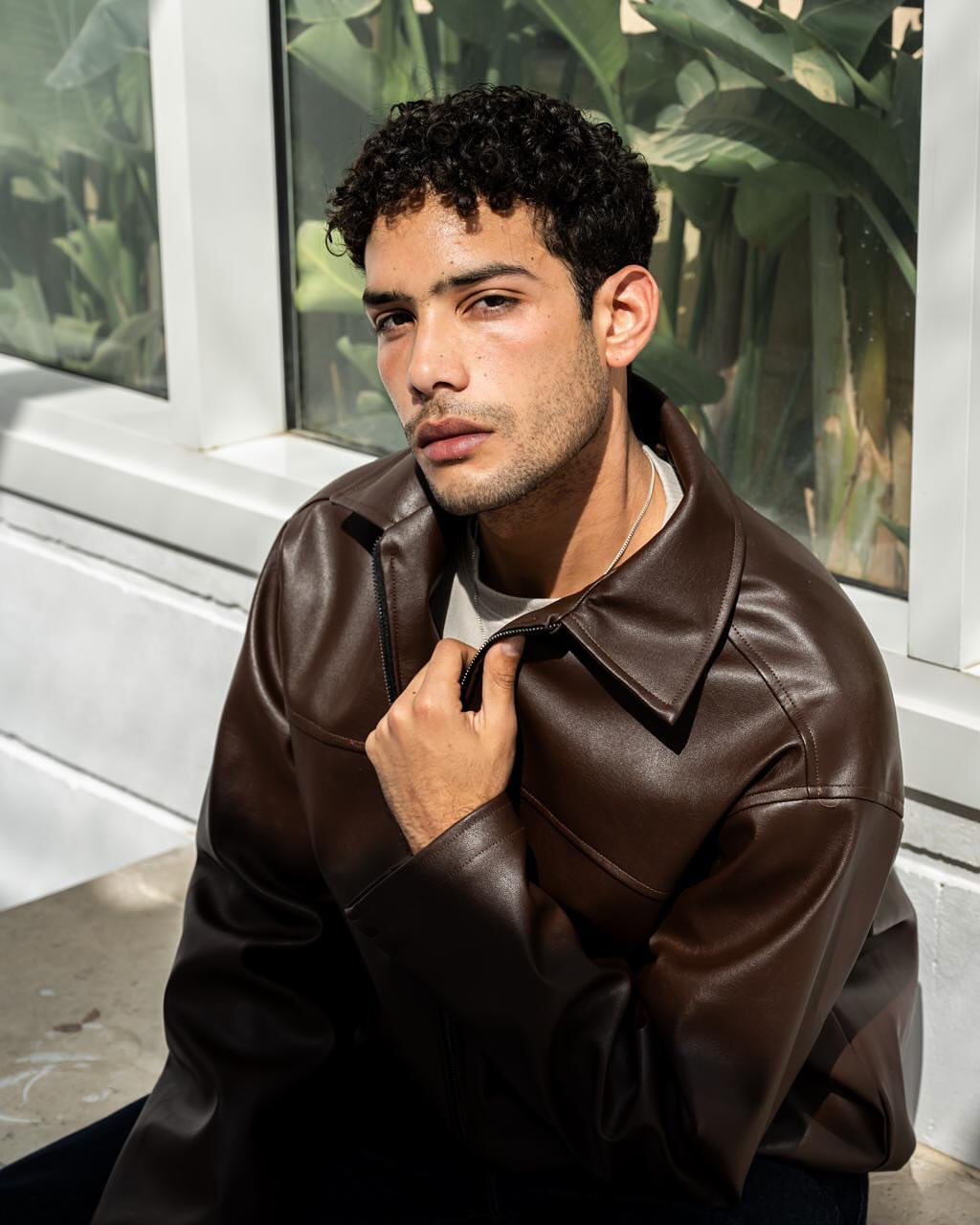 Men Vintage Brown Leather Jacket | Slim Fit Motorcycle Style Jacket  | Northly