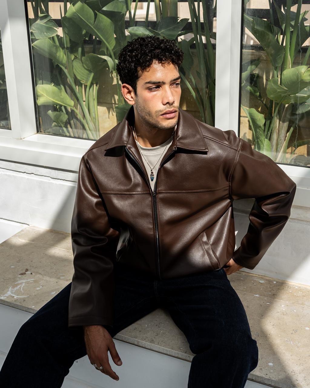 Men Vintage Brown Leather Jacket | Slim Fit Motorcycle Style Jacket  | Northly