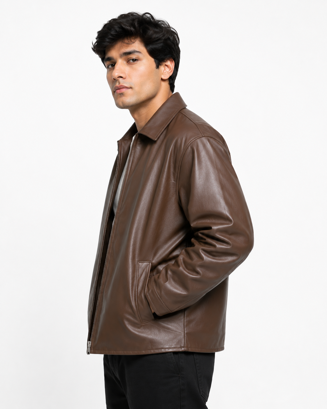 Men Vintage Brown Leather Jacket | Slim Fit Motorcycle Style Jacket  | Northly