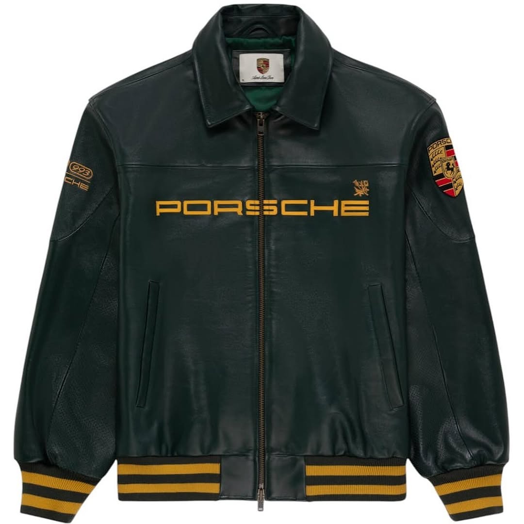 green Porsche leather jacket - streetwear style India