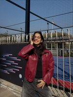 Premium Faux Maroon Leather Jacket - Affordable Slim Fit Outerwear | Northly
