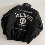 Black jacket with Jack Daniel's branding on a light background