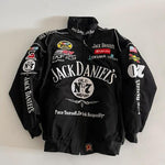 Close up details of the lightweight jack daniels windbreaker jacket for women showing weather-resistant fabric