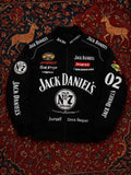 Front view of Northly Jack Daniel parachute jacket in black and white with a relaxed boxy streetwear fit