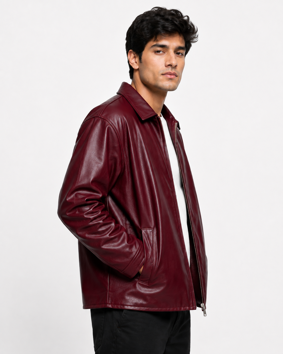 Maroon Faux Leather Jacket – Stylish Streetwear Outerwear for Unisex | Northly