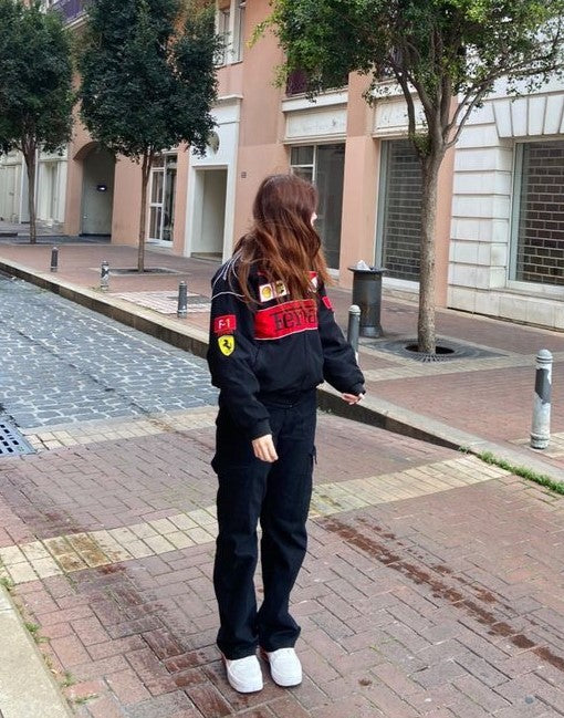 Unisex Black Ferrari Racing Jacket – Northly Street Performance Edition