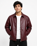 Maroon Faux Leather Jacket – Stylish Streetwear Outerwear for Unisex | Northly