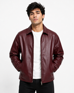 Maroon Faux Leather Jacket – Stylish Streetwear Outerwear for Unisex | Northly