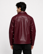 Maroon Faux Leather Jacket – Stylish Streetwear Outerwear for Unisex | Northly