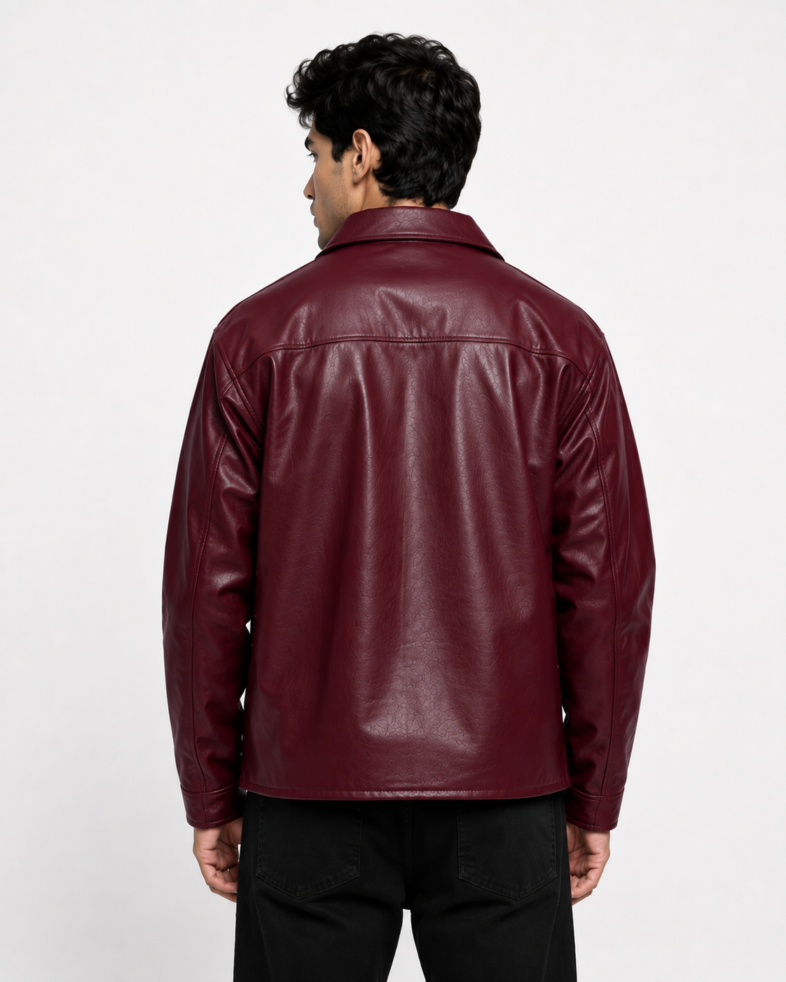 Maroon Faux Leather Jacket – Stylish Streetwear Outerwear for Unisex | Northly