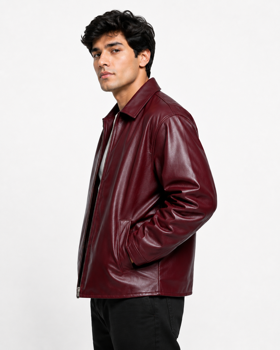 Maroon Faux Leather Jacket – Stylish Streetwear Outerwear for Unisex | Northly