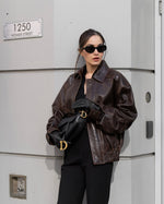Vintage Brown Leather Jacket | Slim Fit Motorcycle Style Jacket  | Northly