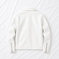 unisex white biker jacket slim fit side view